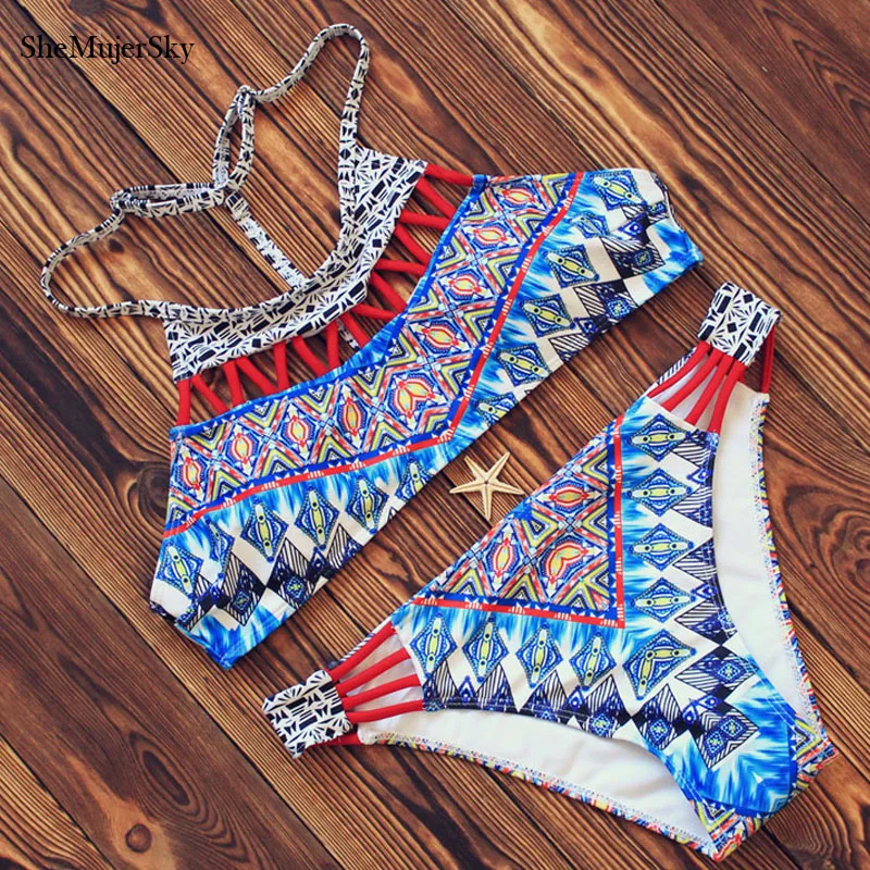 2017 Бразильские Бикини Push Up Купальники Женщины Biquini Печати Bikiny Набор |