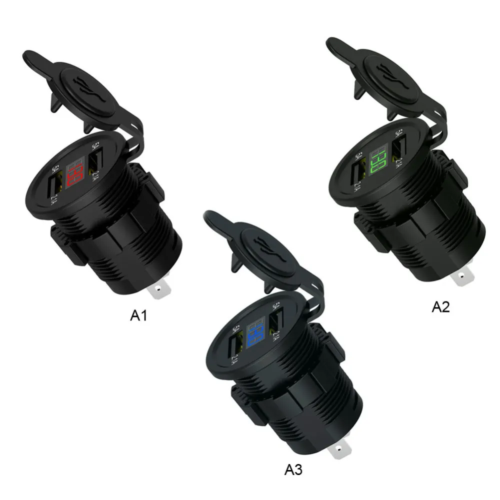 

DC 12V Car Motorcycle Charger LED Display Dual USB Charger Socket Adapter Power Outlet