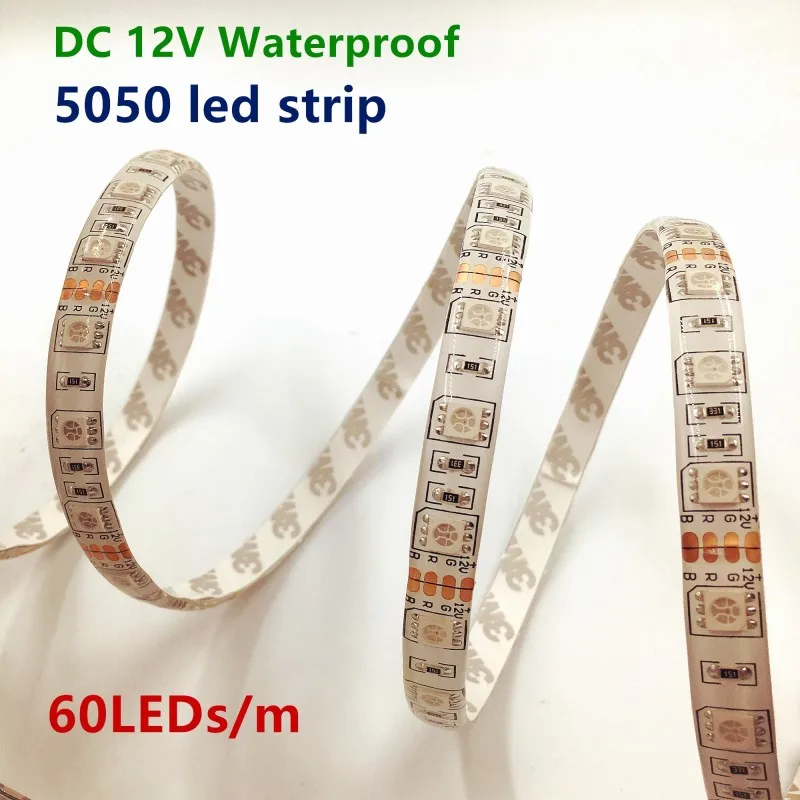 200M/lot,60LEDS/M DC12V,5M/Roll SMD5050 led RGB strip light  waterproof IP65