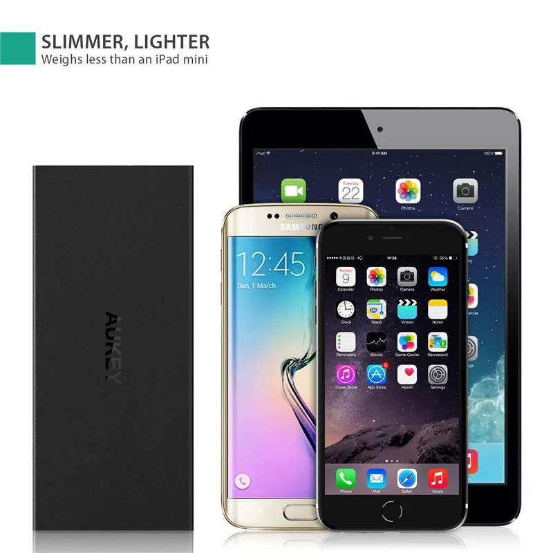 AUKEY Quick Charge 2 0 16000 мАч Мощность Bank USB Портативный внешний Батарея Быстрый Телефон