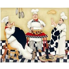Алмазная живопись, полноразмернаякруглая 5D картина из страз мультяшный толстый шеф-повар, настенная наклейка, домашний декор