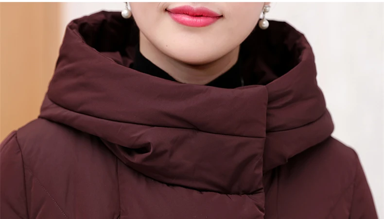 Middle Aged Women Winter Coat Padded Jacket Old Loose Plus Size 6XL Stand Collar Hooded Jackets 2018 CH699 | Женская одежда