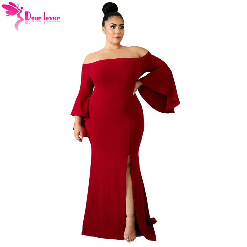 Dear Lover 3XL 4XL Сексуальная Вечерние платья большие женские осенние длинные рукава