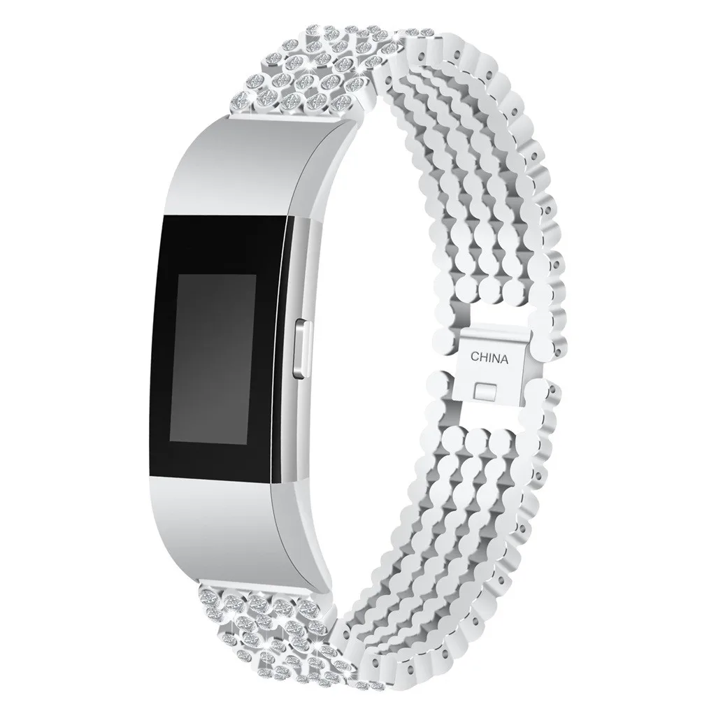 Стальной металлический ремешок для Fitbit Charge2, ремешок для браслета, сменный ремешок для Fitbit charge 2, стразы 522