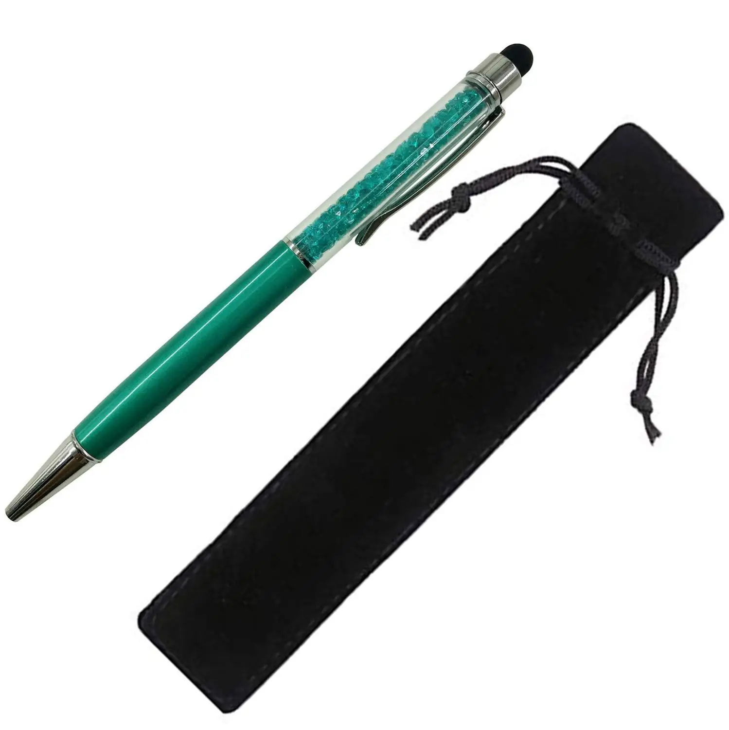 Aqua green with bag 50 шт. Персонализированные Свадебные сувениры Ограненный Кристалл бриллиант шариковая ручка ручки сенсорная ручка заказной рекламный подарок - Цвет: Aqua green with bag