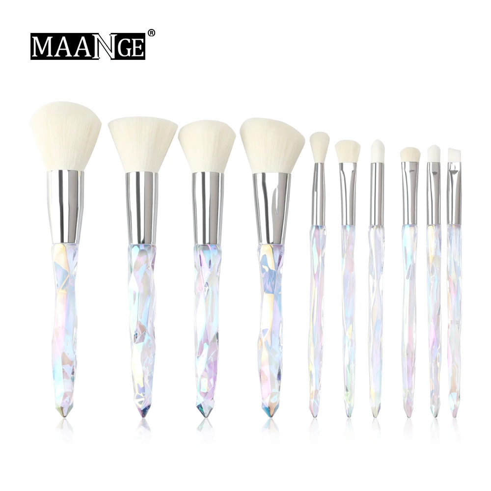 10pcs-White MAANGE 5/10 шт алмазные кисти для макияжа набор профессиональных косметических пудра для бровей Тени для век Карандаш для губ кисти для макияжа, для румян комплект - Handle Color: 10pcs-White