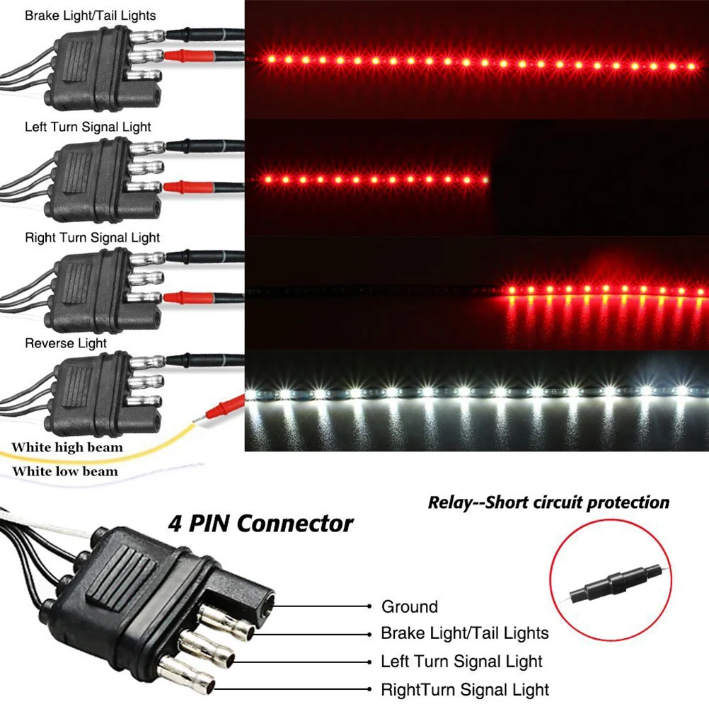 Прочная 49 дюймовая универсальная светодиодная полоса заднего хода белый/красный