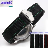 uyogn folding buckle canvas watch strap fit tiger competing series monaco 22mm nylon accessories