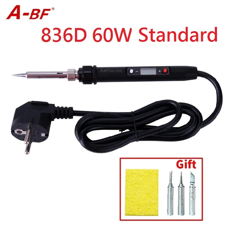 A-BF GS90D 90W 836D 60W 220V паяльник для подключения к Температура Регулируемый цифровой ЖК-дисплей 7-в-1 с жало паяльника припой - Цвет: 836D 60W Standard