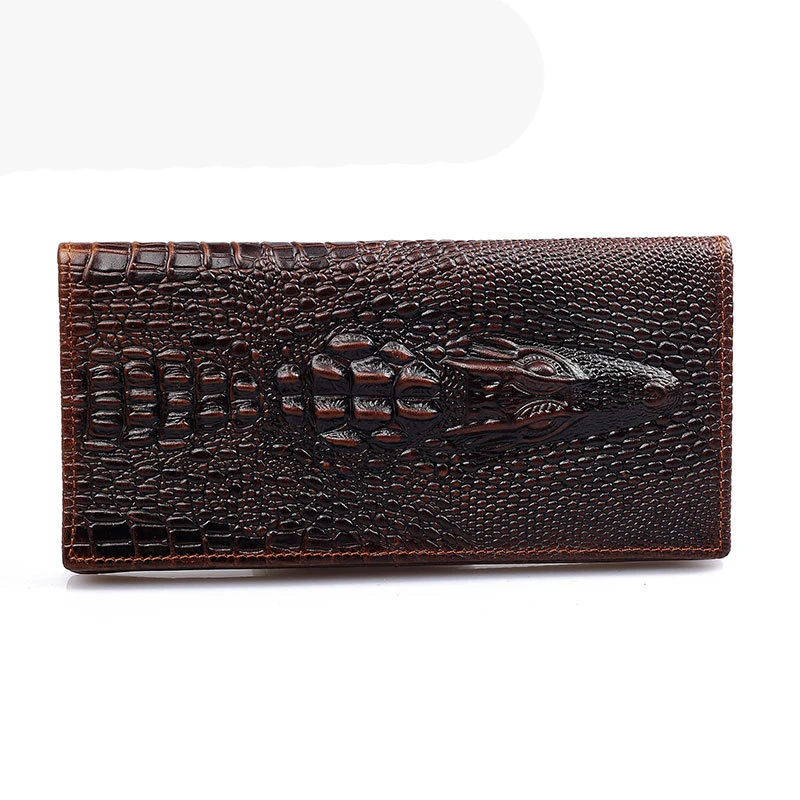 Винтажный Мужской кошелек из натуральной кожи аллигатора длинный воловьей клатч кошельки в клетку с