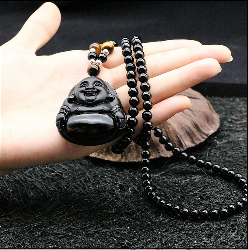 ZCD 2017 604 + черное ожерелье с натуральным кристаллом перевод денег обсидиан кулон