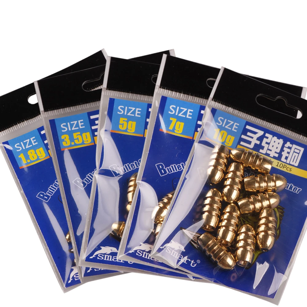 Смарт-20cs/лот золото Медь Рыбалка Вес грузила Ассорти пуля Форма комплект грузил