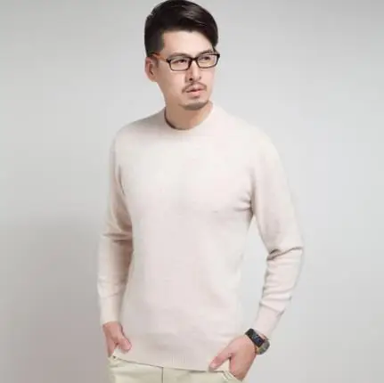 Khaki o-neck Кашемировый хлопковый смешанный Толстый Пуловер и свитер для мужчин осень зима трикотажный джемпер hombre pull homme hiver вязаный свитер - Цвет: Khaki o-neck