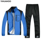 Спортивный костюм YIHUAHOO мужской, спортивная одежда, комплект из двух предметов, повседневная мужская одежда, размеры до 5XL, весна-осень