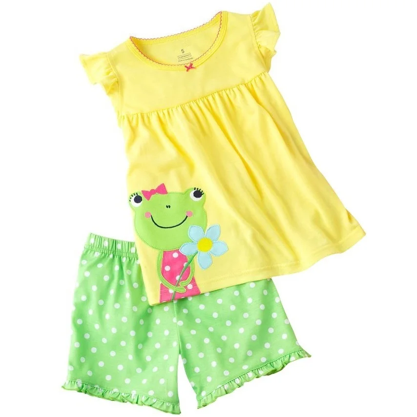 Одежда для маленьких девочек костюмы футболка с коротким рукавом принтом