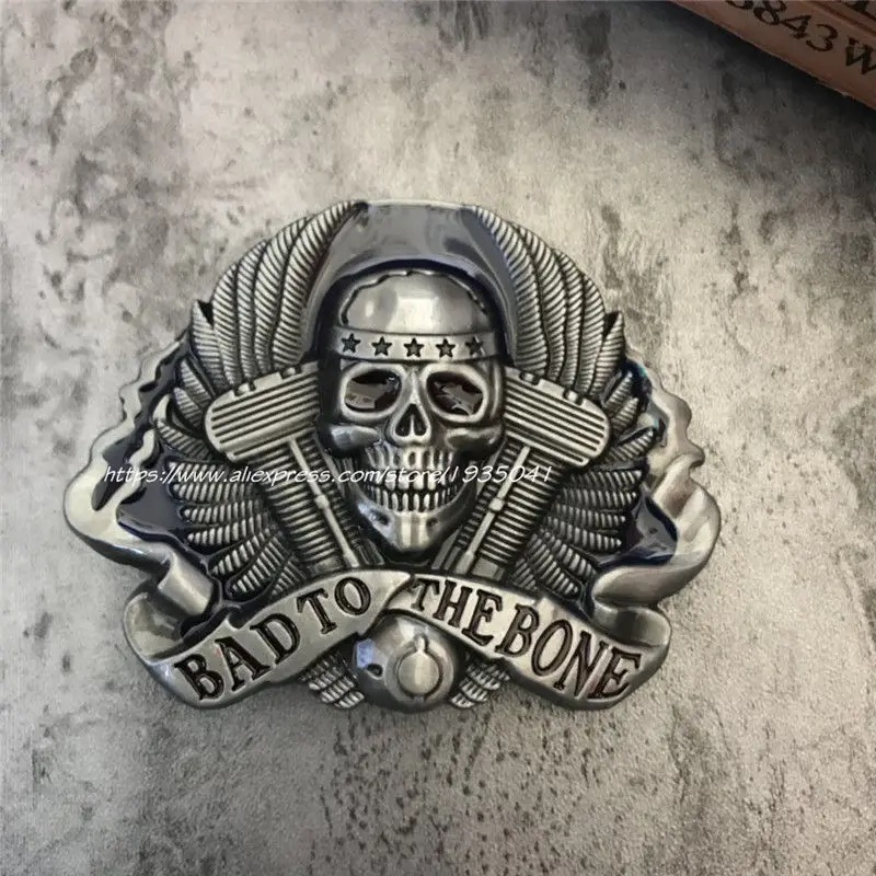 

Bad to the Bone Music Metal Belt Buckle Fashion Skull buckles Fit 4cm Wide Belt Man,women Clothes Pants Accessories