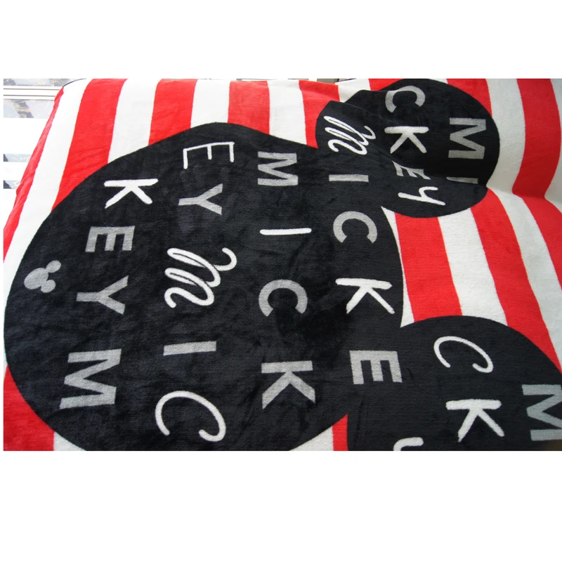 Диснеевские скидки черно белое красное Полосатое летнее Флисовое одеяло с Микки