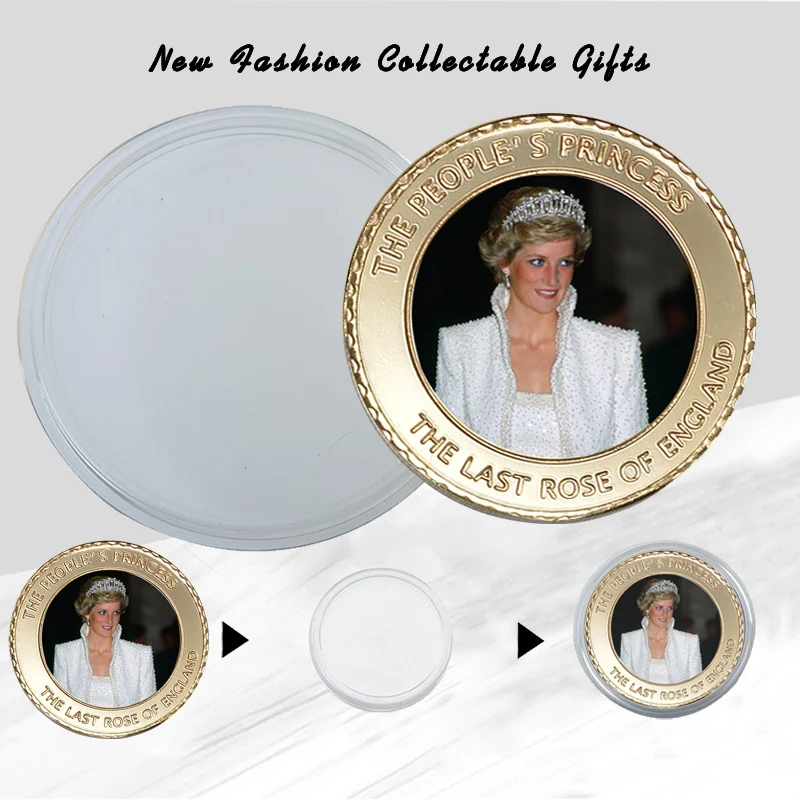WR металлическая монета знаменитого человека позолоченная принцесса Дианы 999 9