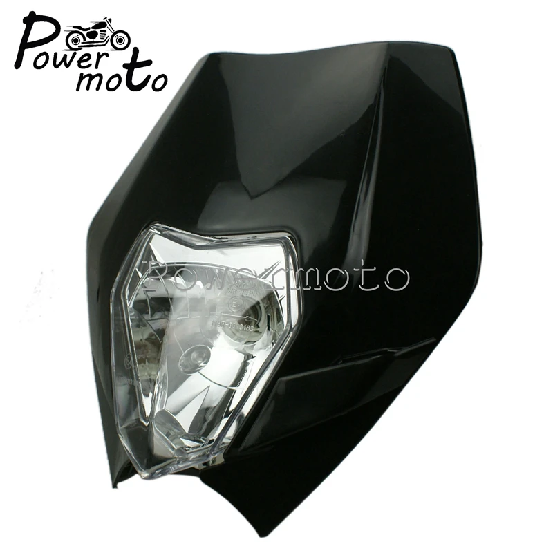 Универсальный Мотокросс 12V 35W Черный фар эндуро передние фары для SX EXC Yamaha WR TTR Honda CR