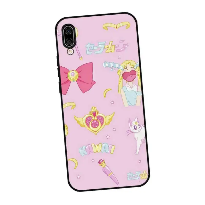 P191 Sailor Moon Lovely Black Silicone Case Cover For Huawei Honor 8C 8X 9 10 20i V10 V20 Note10 Max Lite Magic2 |