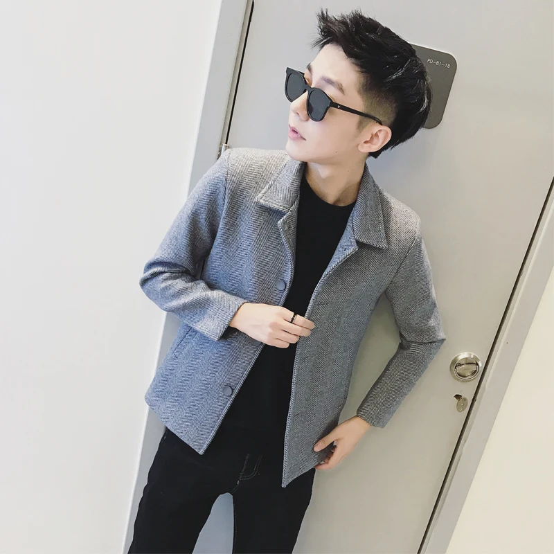 Шерстяная куртка Мужская короткая Корейская версия Новинка Зима 2018 британская