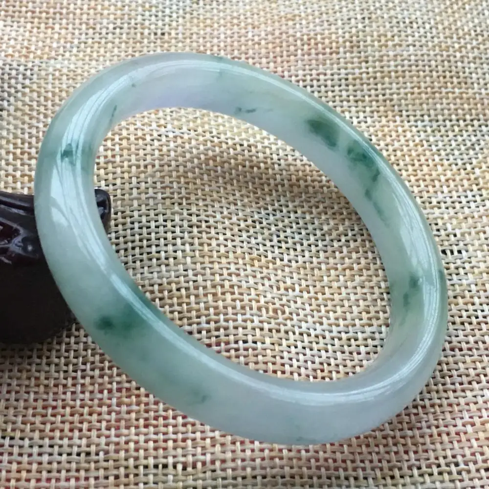 

54.9mm Natural Lavender Green Jadeite jade Bangle Bracelet Handmade F49