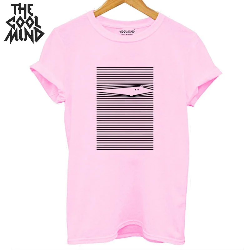 qi0403B-1PINK COOLMIND Хлопковая женская футболка с коротким рукавом, крутая летняя свободная забавная женская футболка с круглым вырезом, женские футболки - Цвет: qi0403B-1PINK