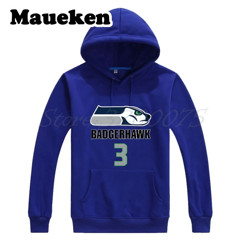 Для мужчин Russell Wilson 3 dangerruss толстовки badgerhawk кофты с капюшоном толстые осень-зима W17101608 - Цвет: 15
