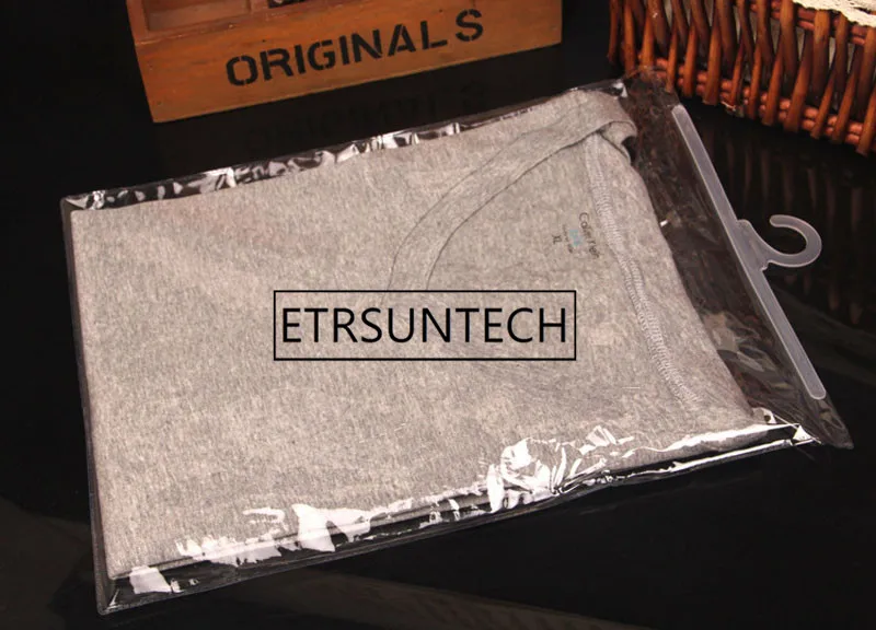 200 шт ПВХ hooking мешок ткань Носки жилет футболки упаковка мешков для хранения