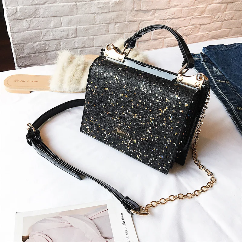 2018 Новая мода блестками лакированный Для женщин сумки корейский Двусторонняя