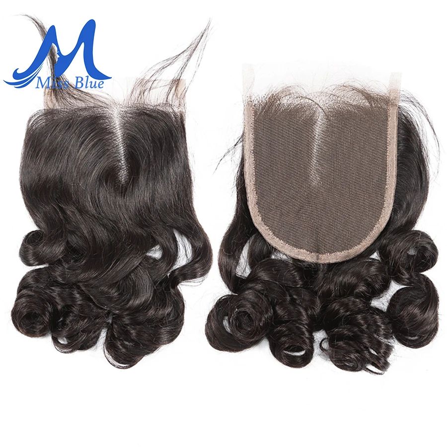 Missblue 3 Bundles With Closure Brazilian Hair Weave Bundle Lace Loose Wave Remy Human | Шиньоны и парики