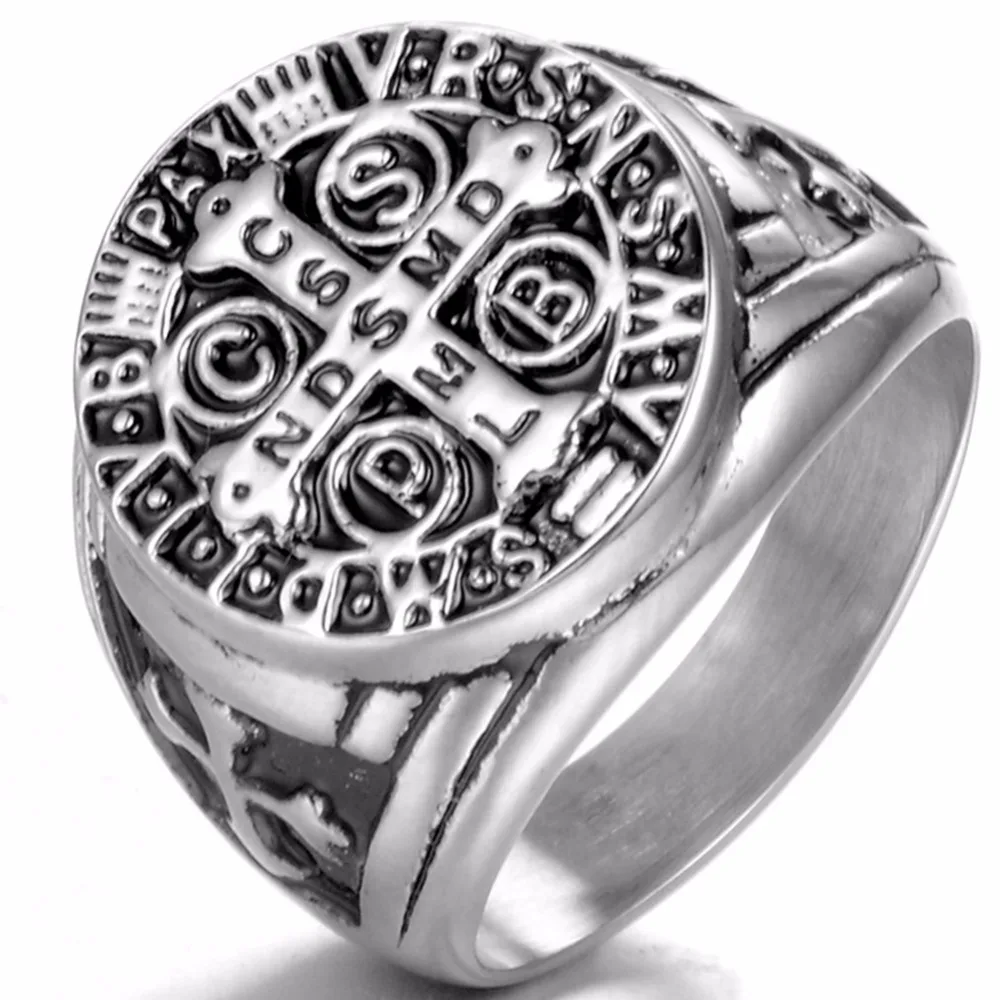 St Benedict Exorcism Cross Ring Demon Protection Ghost Hunter Байкерская Коктейльная Вечеринка из