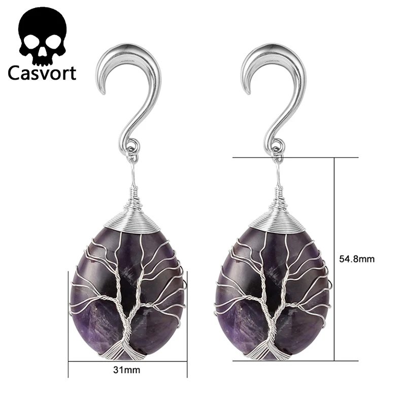 Casvort новые Заглушки для ушей из натурального камня Висячие туннели нержавеющей