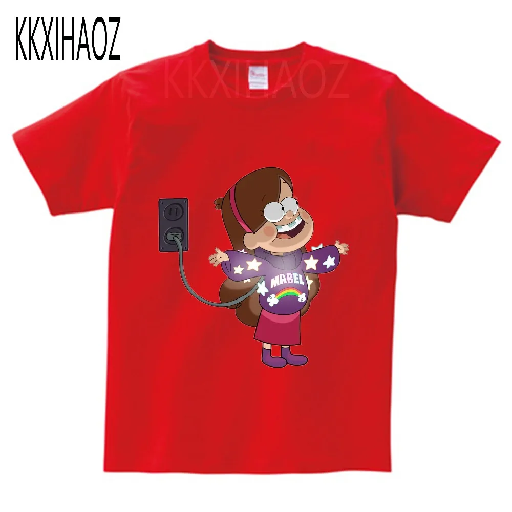 KKXIHAOZ/детская одежда для маленьких девочек хлопковая футболка с короткими рукавами с героями мультфильмов футболка для маленьких мальчиков с гравитационным принтом