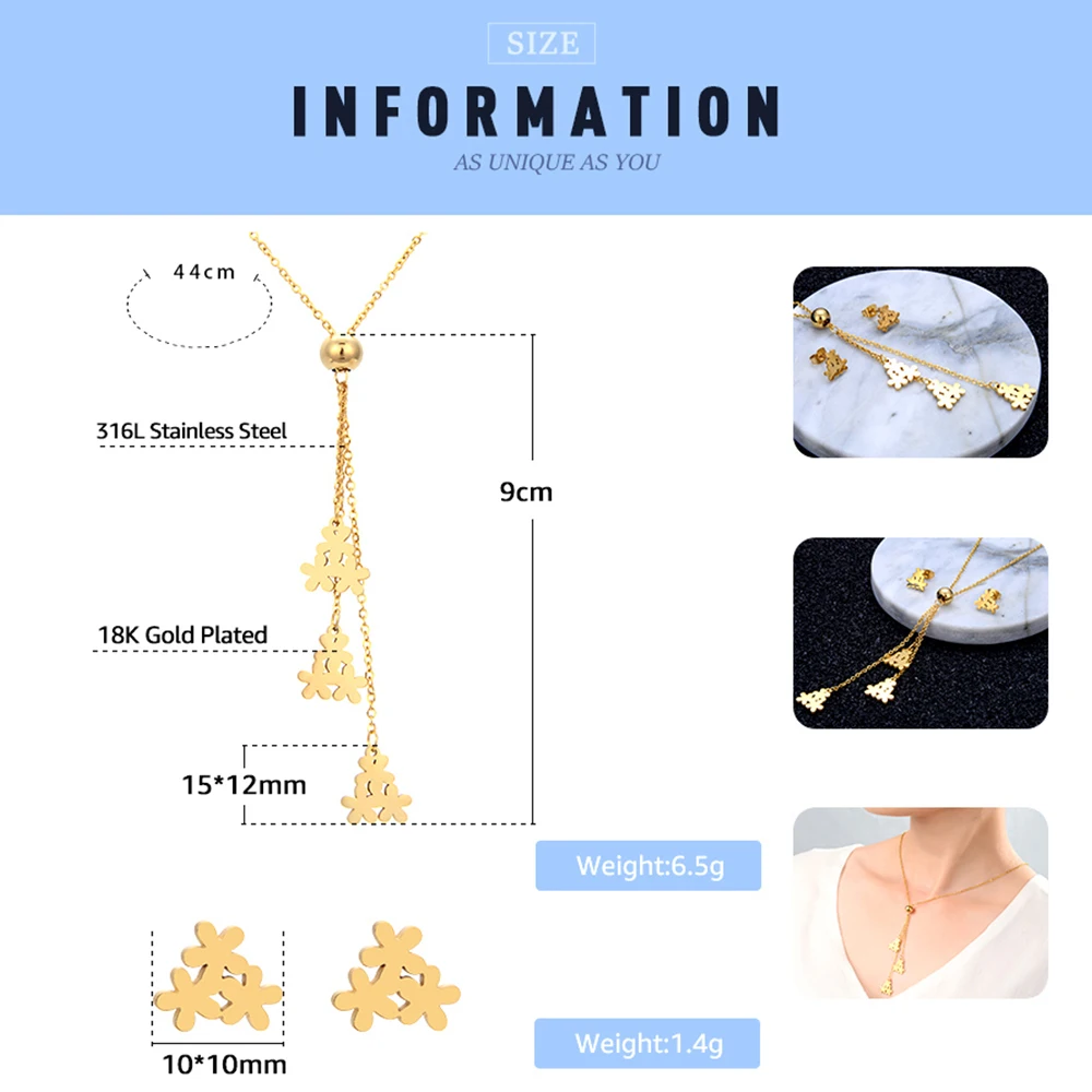 2018 Новый FINE4U N006 316L нержавеющая сталь Ювелирные наборы для женщин ожерелье с