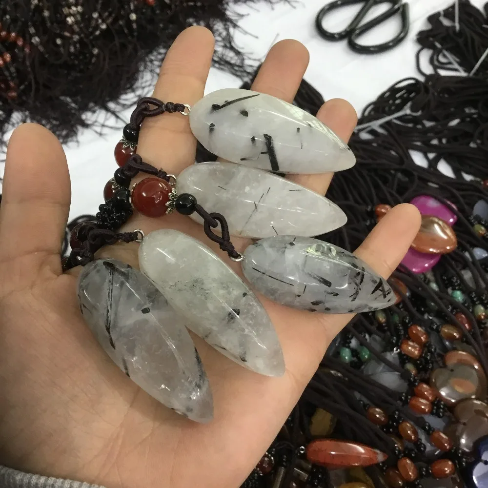 1 шт. натуральный черный рутилированный кварцевый кулон черное ожерелье из