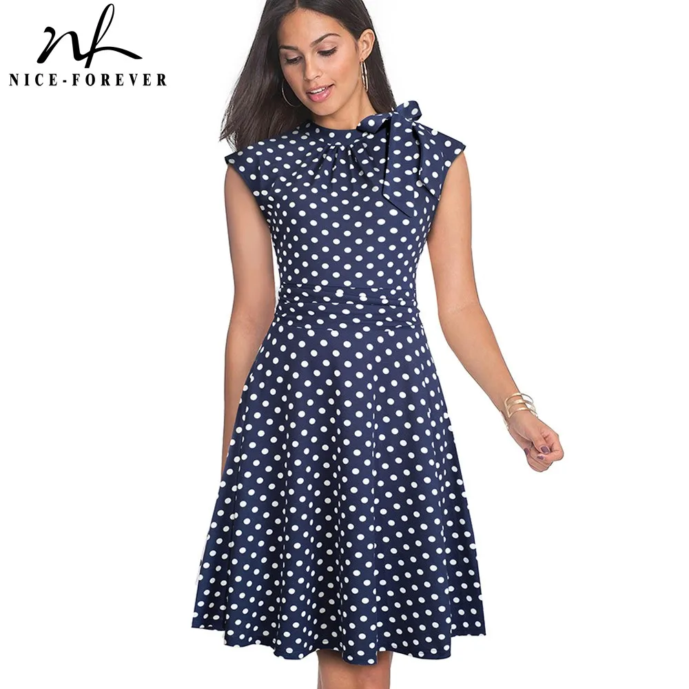 Хорошее-forever Ретро Винтаж горошек плиссированные Pinup vestidos рабочие деловые вечерние трапециевидные качели расклешенное женское платье A145