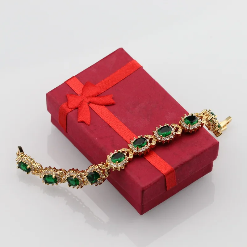 Цветок белый циркон и зеленый создан Изумрудный браслет здоровье мода ювелирные