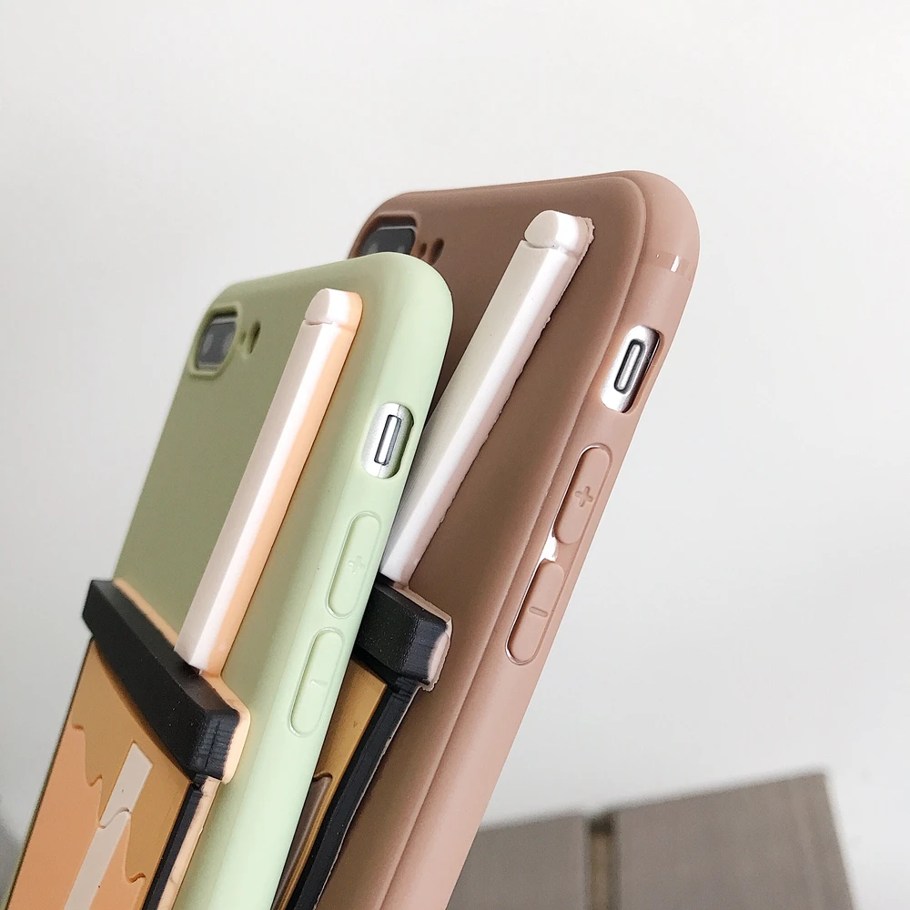 3D милый силиконовый чехол для телефона iPhone 8 твердый цветной каучук задняя крышка