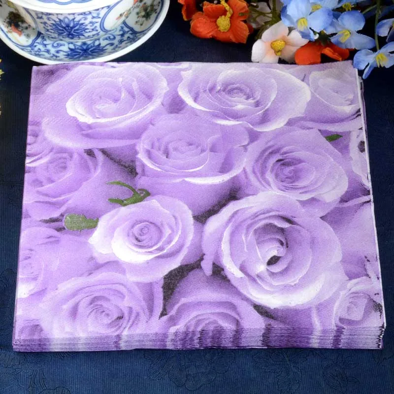 Волшебная фиолетовая серия Цветочная обставка биоразлагаемая бумажная салфетка