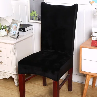 

1 Piece Solid color thickening Polyester Spandex Plush Stretch House Pour Chaise For Wedding Party Dining Chair Seat Covers