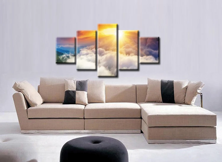 5 Панель hd-картины Sunshine облака Wall Art украшение дома Гостиная Печать на холсте