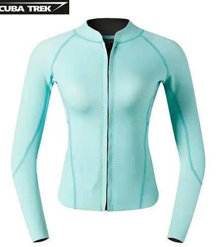 light blue Женская верхняя часть Гидрокостюма 2 мм неопреновый гидрокостюм куртка с длинными рукавами на молнии спереди гидрокостюм рубашка для дайвинга Сноркелинга сёрфинга Каякинг - Цвет: light blue