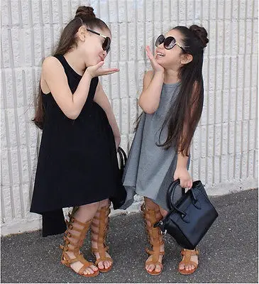 Лидер продаж 2016 детское Повседневное платье макси для маленьких девочек в стиле