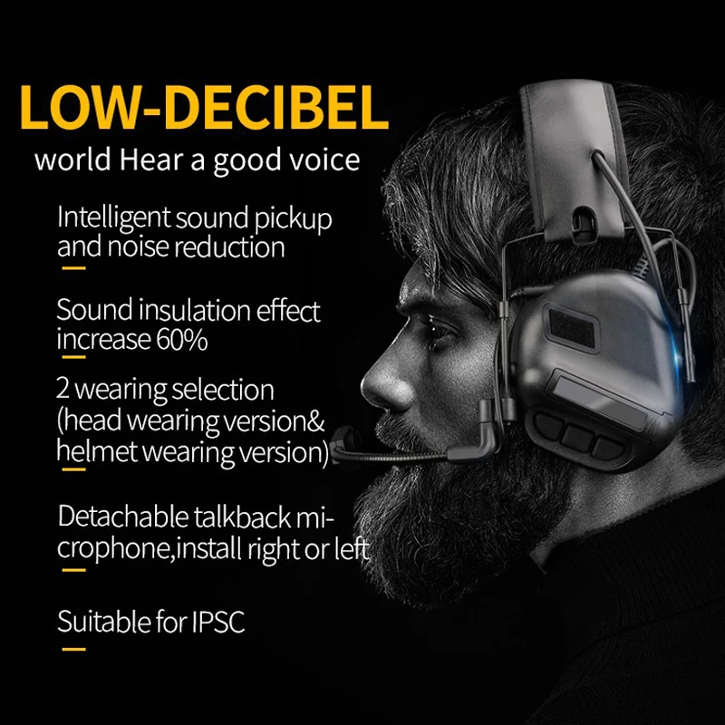 Тактическая гарнитура Охота страйкбол наушники с шумоподавлением камуфляжная