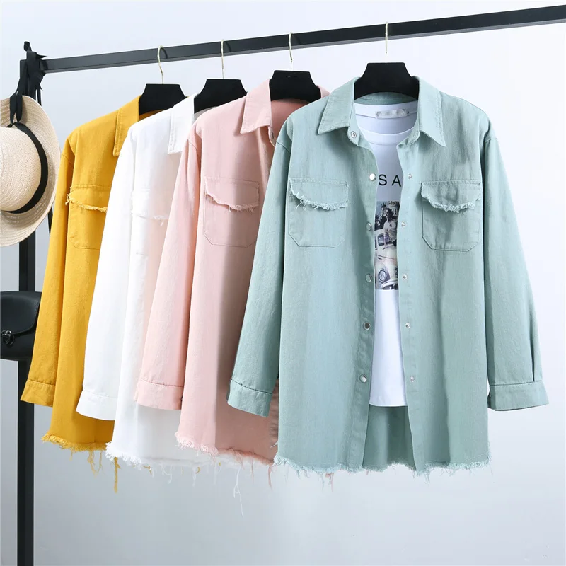 Spring Coat for Women Cowboy Jacket Loose Large Size Jacket Lapel Tassel Women's Coat Fashion Girl Cowboy Coat RE2410