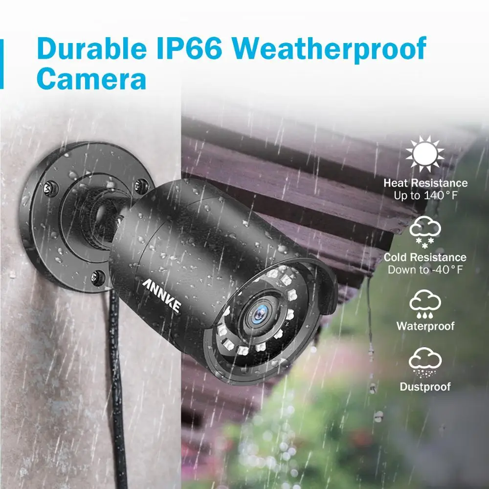 

ANNKE 1080P HD-TVI Security Camera 4PCS 2MP Bullet Kit Outdoor Weatherproof Housing 66ft Super Night Vision Smart IR CCTV Camera