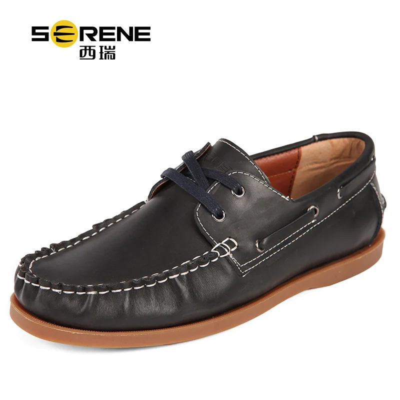 Nice Great 6211 Fashion Soft Cow Leather Men Boat Shoes Solid Color Low Top Lace Up Genuine Casual For | Обувь