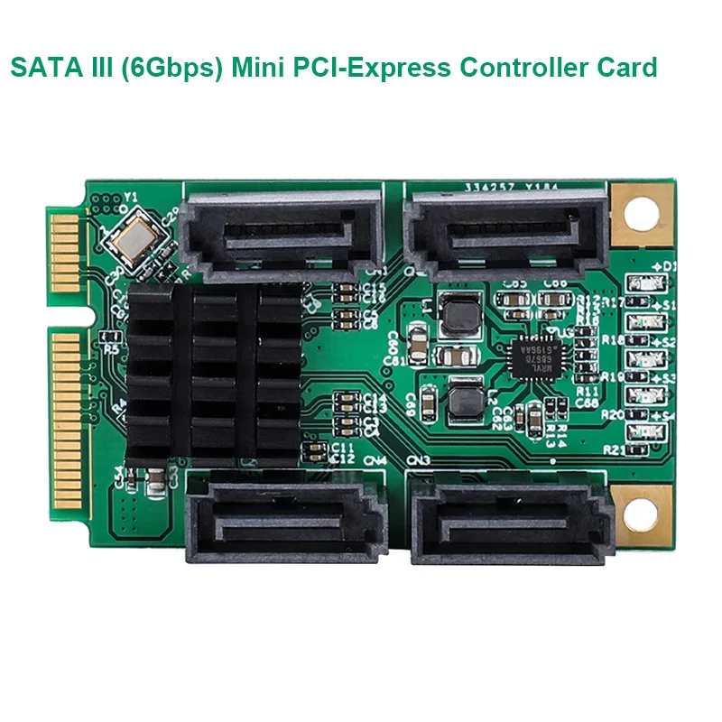 4 порта SATA III 6G Mini PCIE PCI e Marvel 88SE9215 Карта контроллера 3 0 mini Express карта адаптера