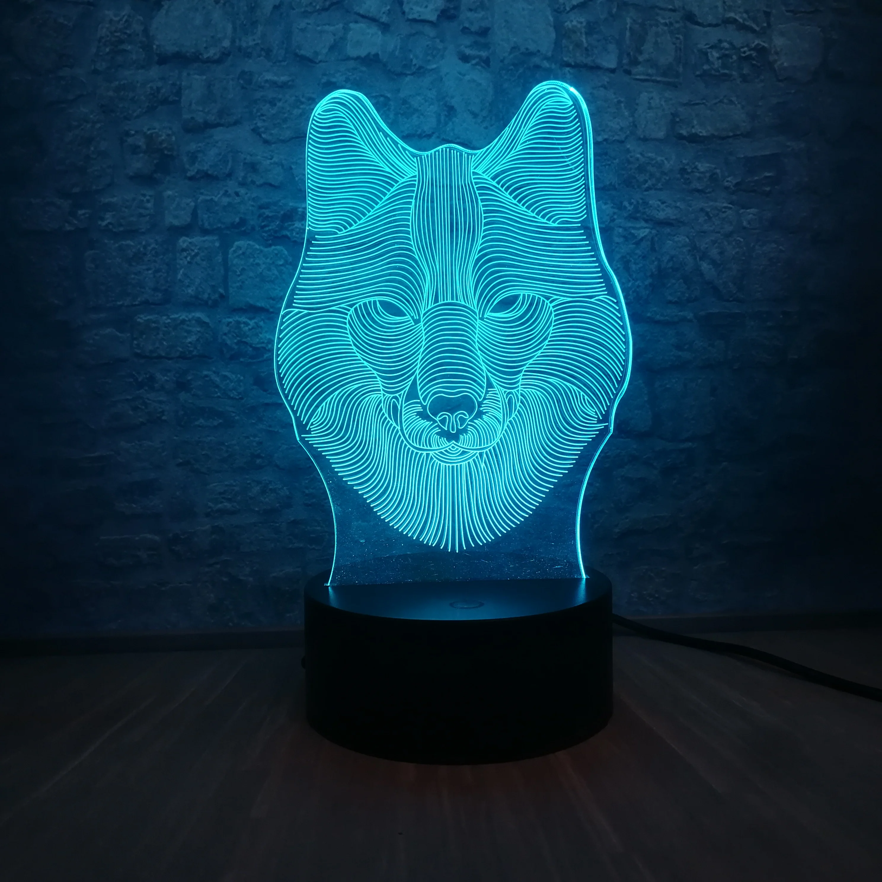Новинка 3d лампа с головой животного волка ночник USB светодиодный светильник